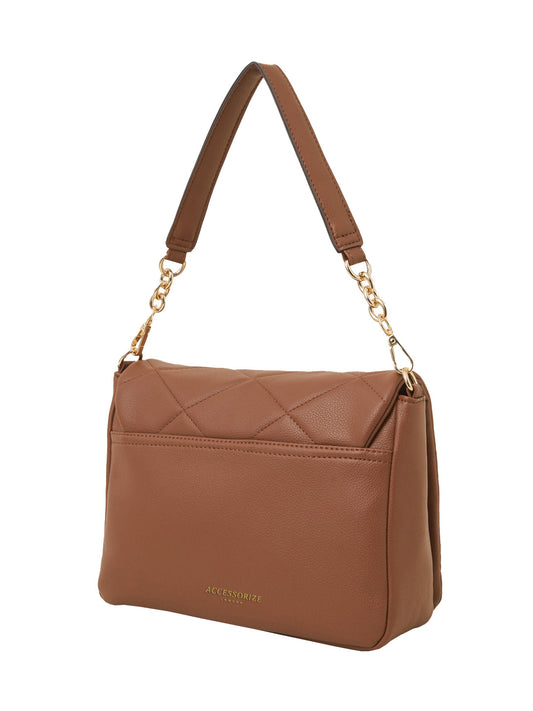 Women's Brown Large Quilted Sling Bag