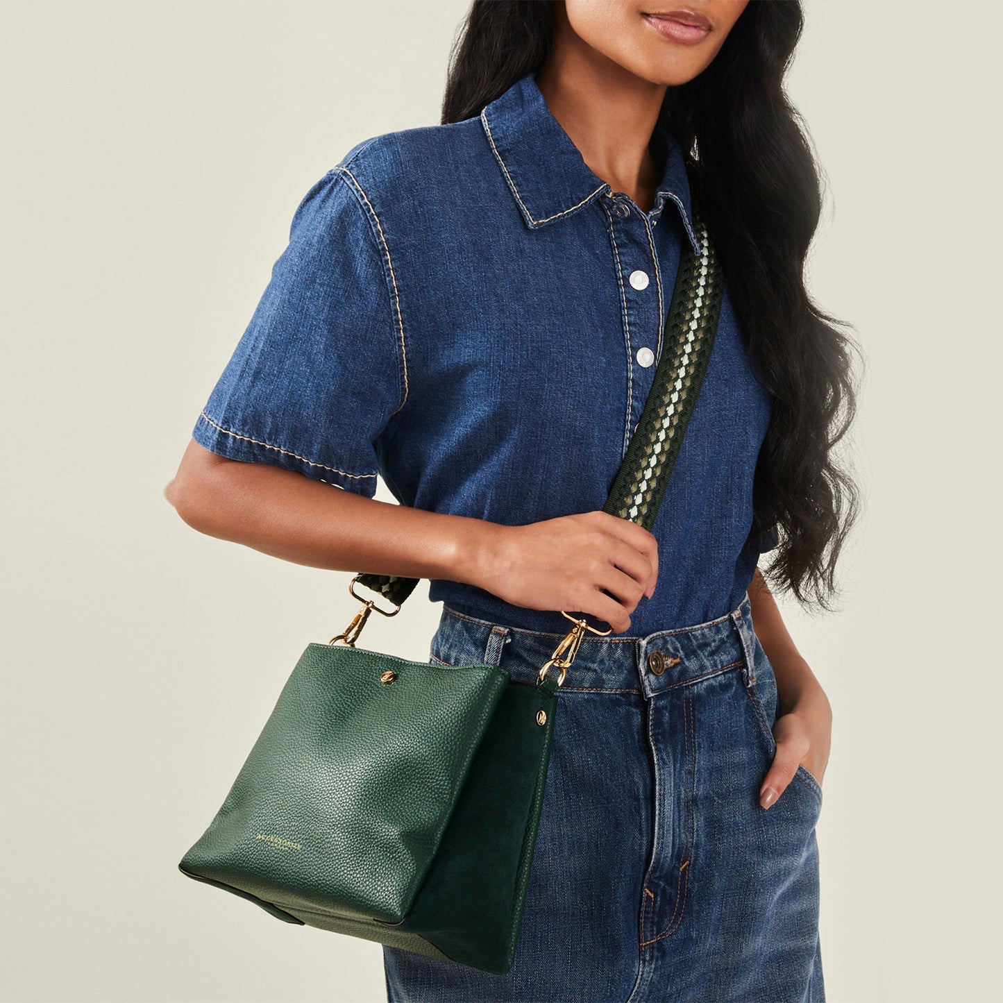 Green Webbing Strap Sling Bag