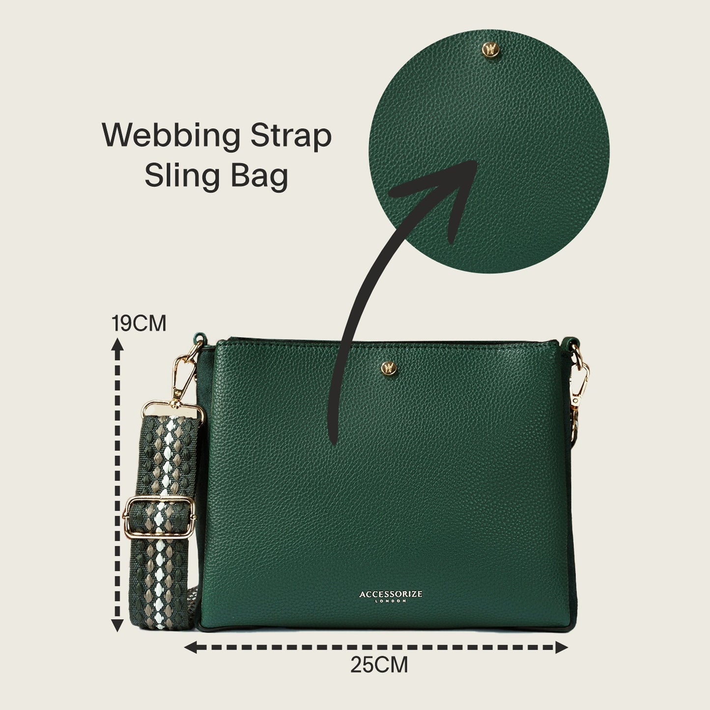 Green Webbing Strap Sling Bag