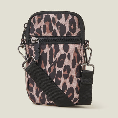 Women's Leopard Print Quilted Phone Bag