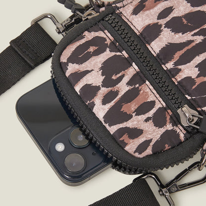 Women's Leopard Print Quilted Phone Bag