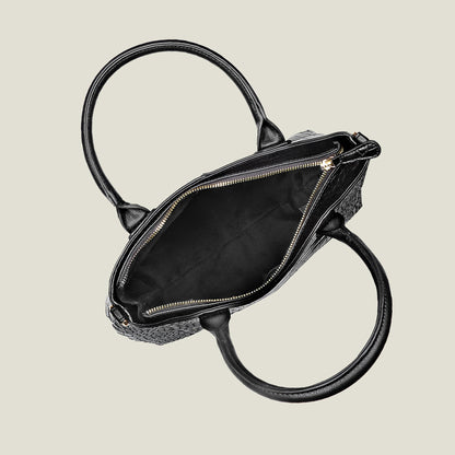 Women's Black Faux Croc Handheld Bag