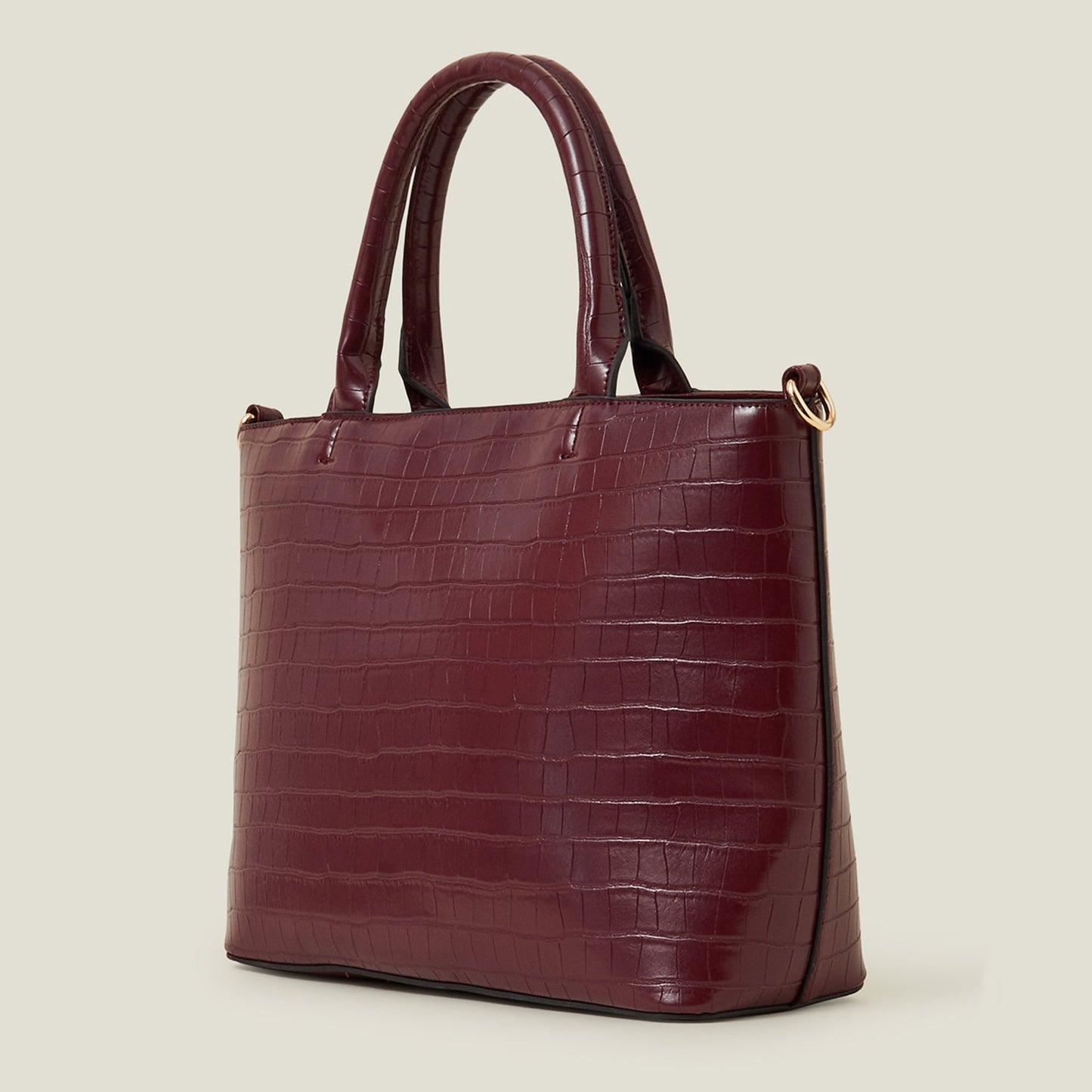 Women's Maroon Faux Croc Handheld Bag