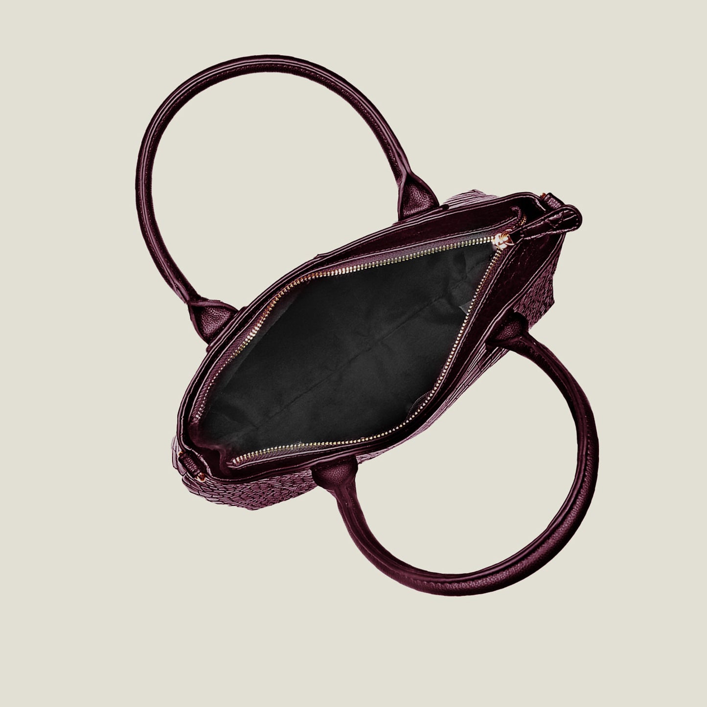 Women's Maroon Faux Croc Handheld Bag
