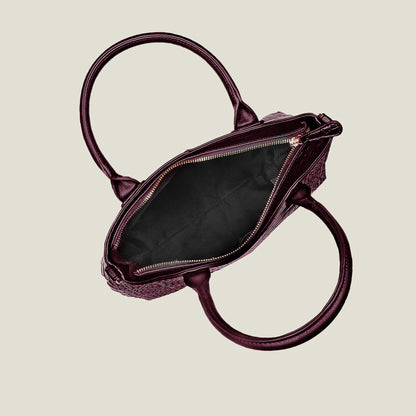 Women's Maroon Faux Croc Handheld Bag