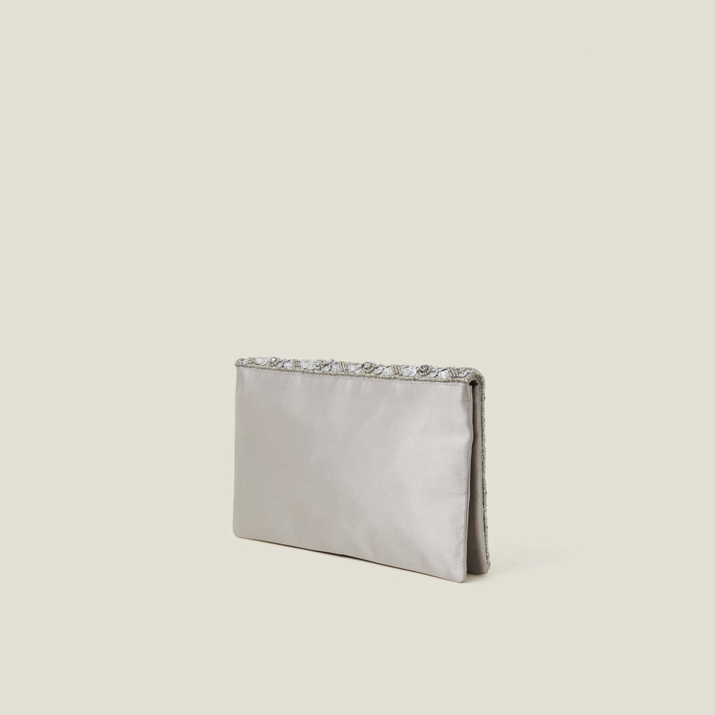 Silver Tianna Metallic Embellished Clutch Bag