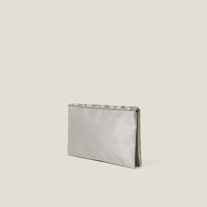Silver Tianna Metallic Embellished Clutch Bag