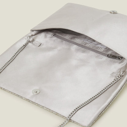 Silver Tianna Metallic Embellished Clutch Bag