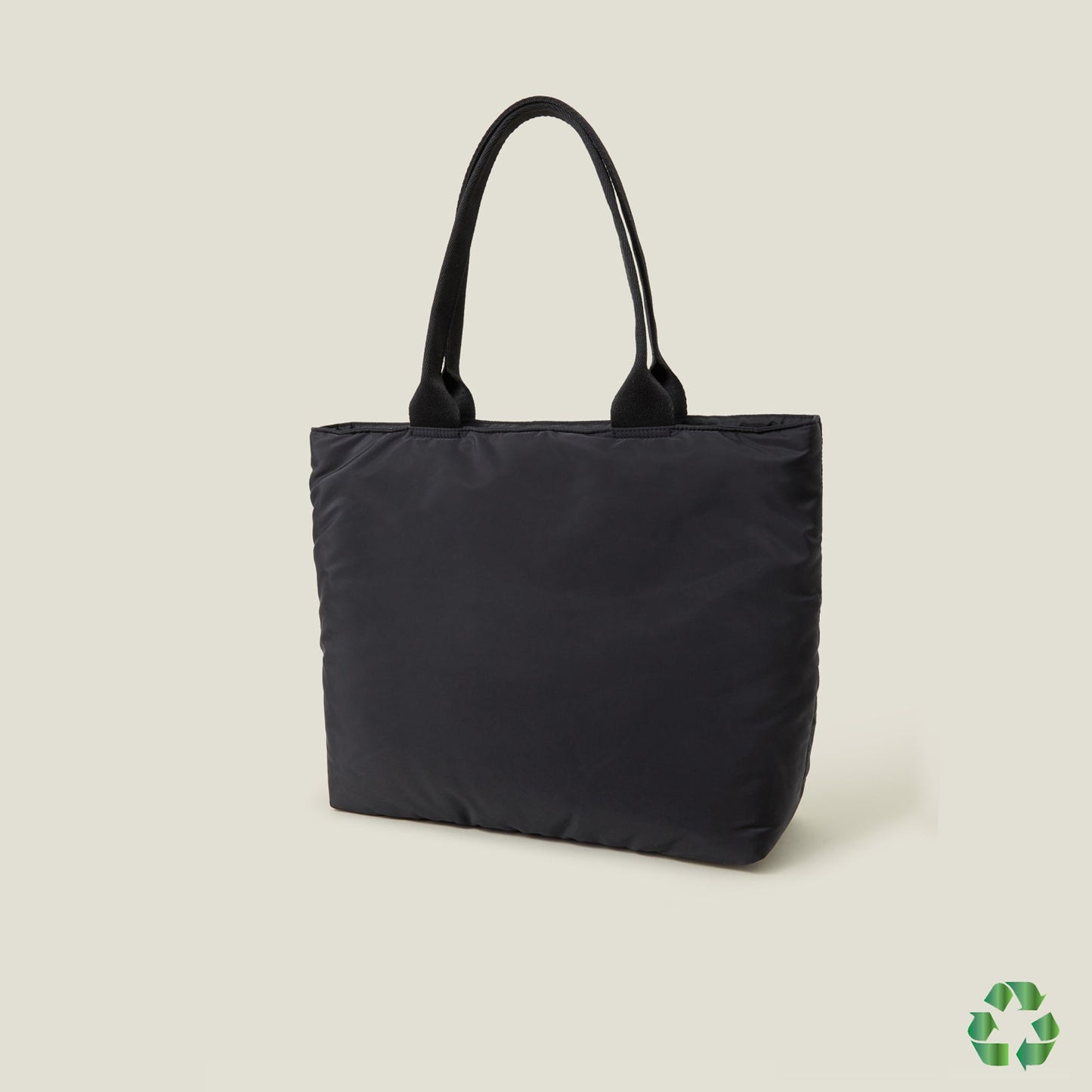 Black Recycled Polyester Floral Quilted Nylon Tote Bag