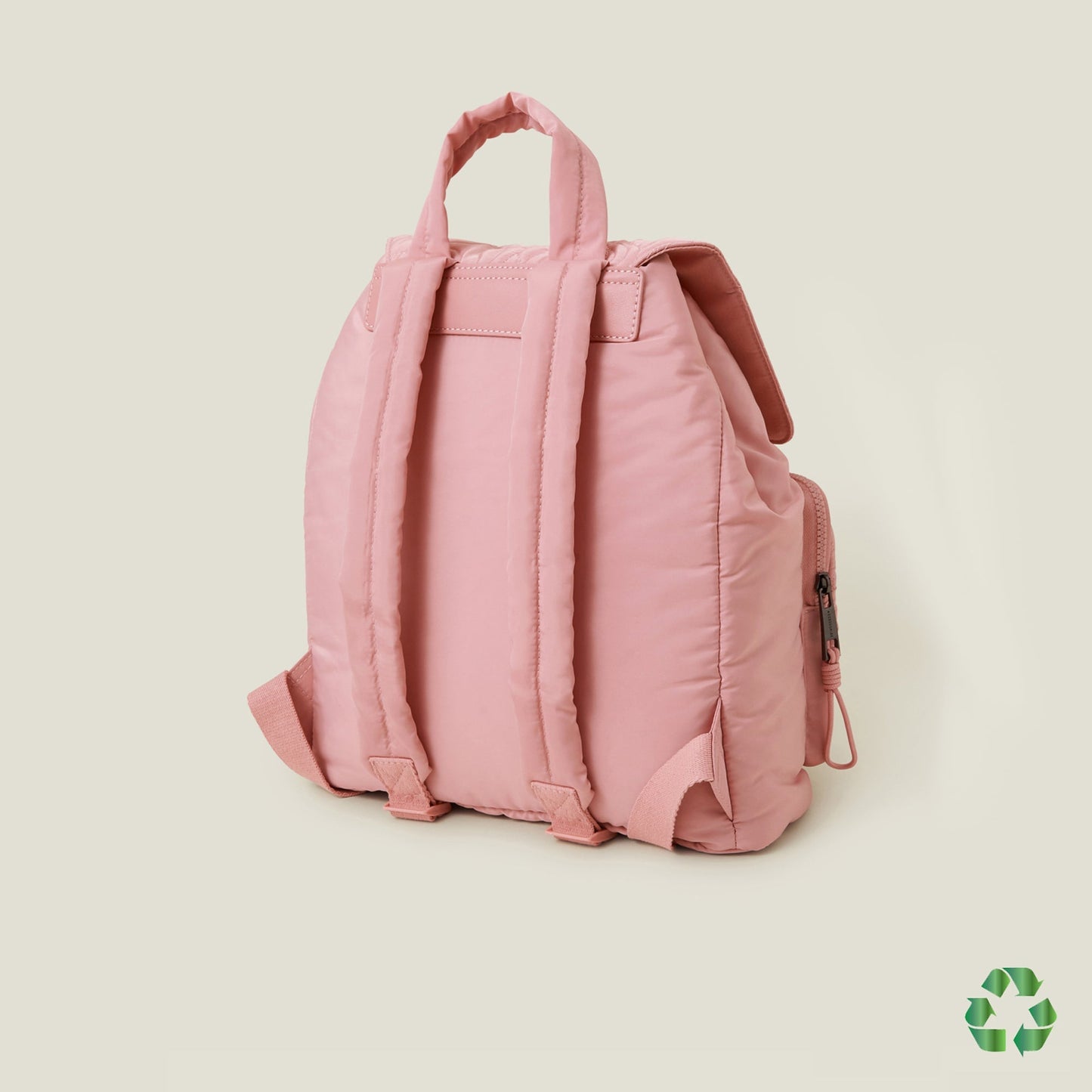 Pink Recycled Polyester Floral Quilted Backpack