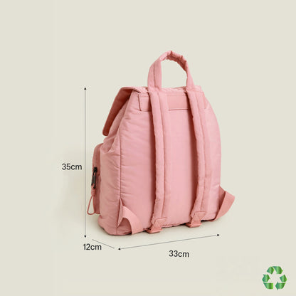 Pink Recycled Polyester Floral Quilted Backpack