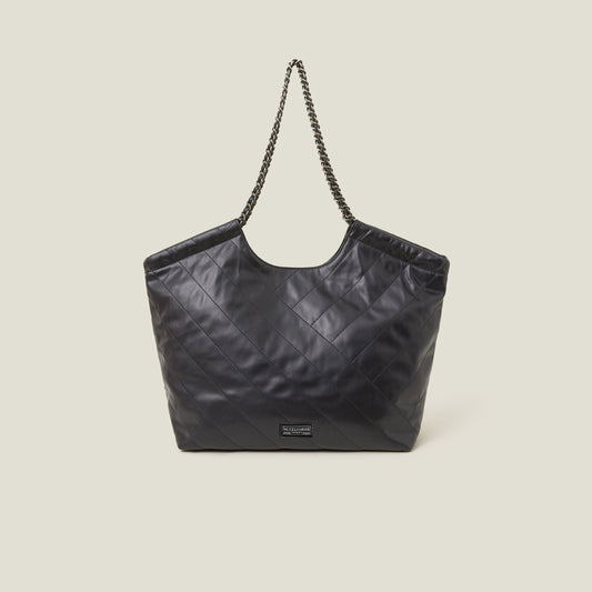 Black Chain Strap Faux Leather Shoulder Bag