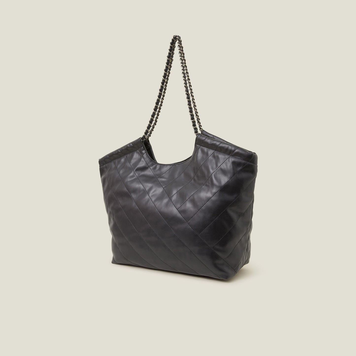 Black Chain Strap Faux Leather Shoulder Bag