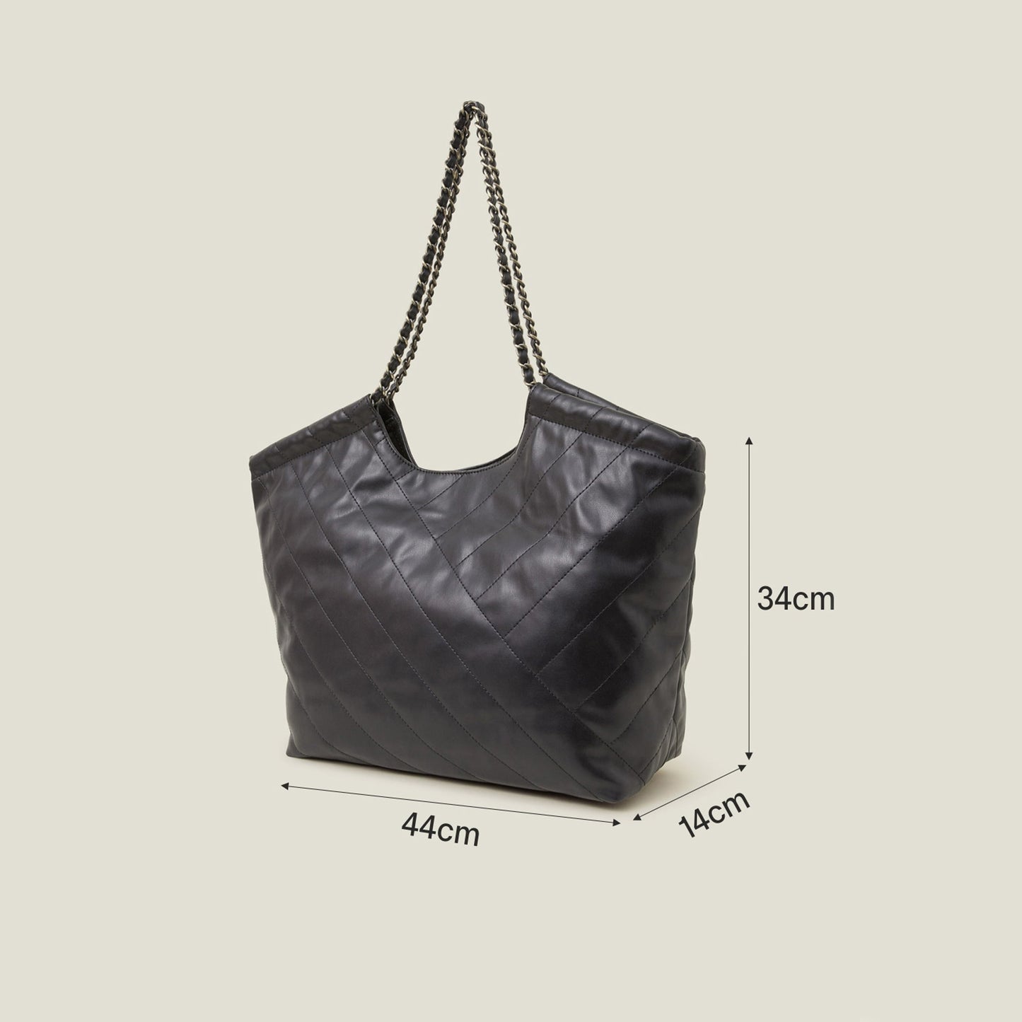 Black Chain Strap Faux Leather Shoulder Bag