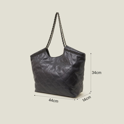 Black Chain Strap Faux Leather Shoulder Bag