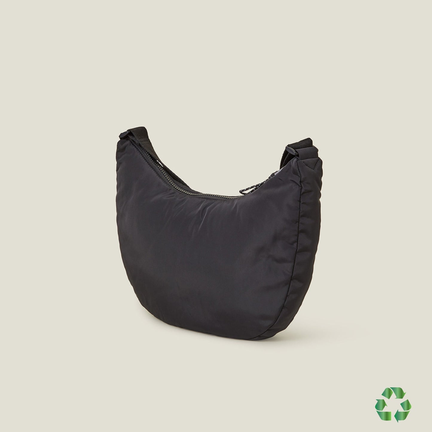 Black Recycled Polyester Large Floral Quilted Sling Bag
