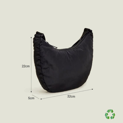Black Recycled Polyester Large Floral Quilted Sling Bag