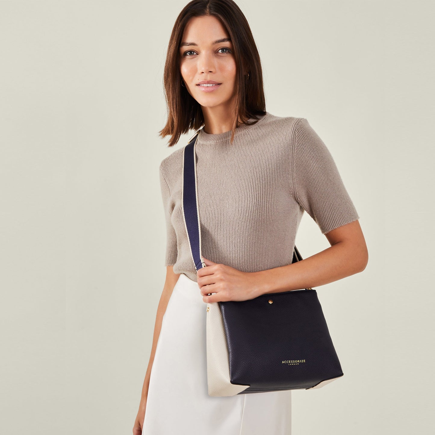 Colour Block Triple Compartment Sling Bag