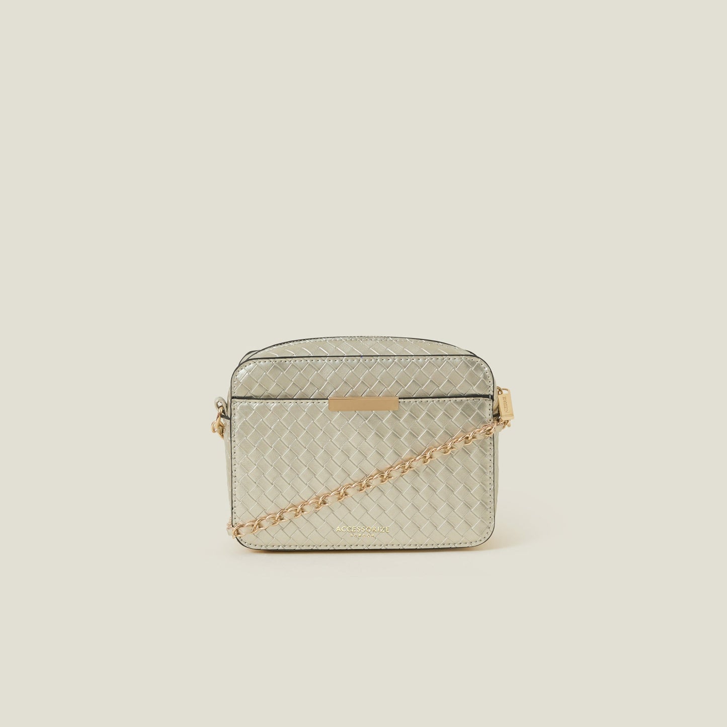Gold Metallic Weave Sling Bag