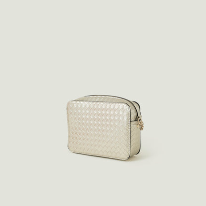 Gold Metallic Weave Sling Bag
