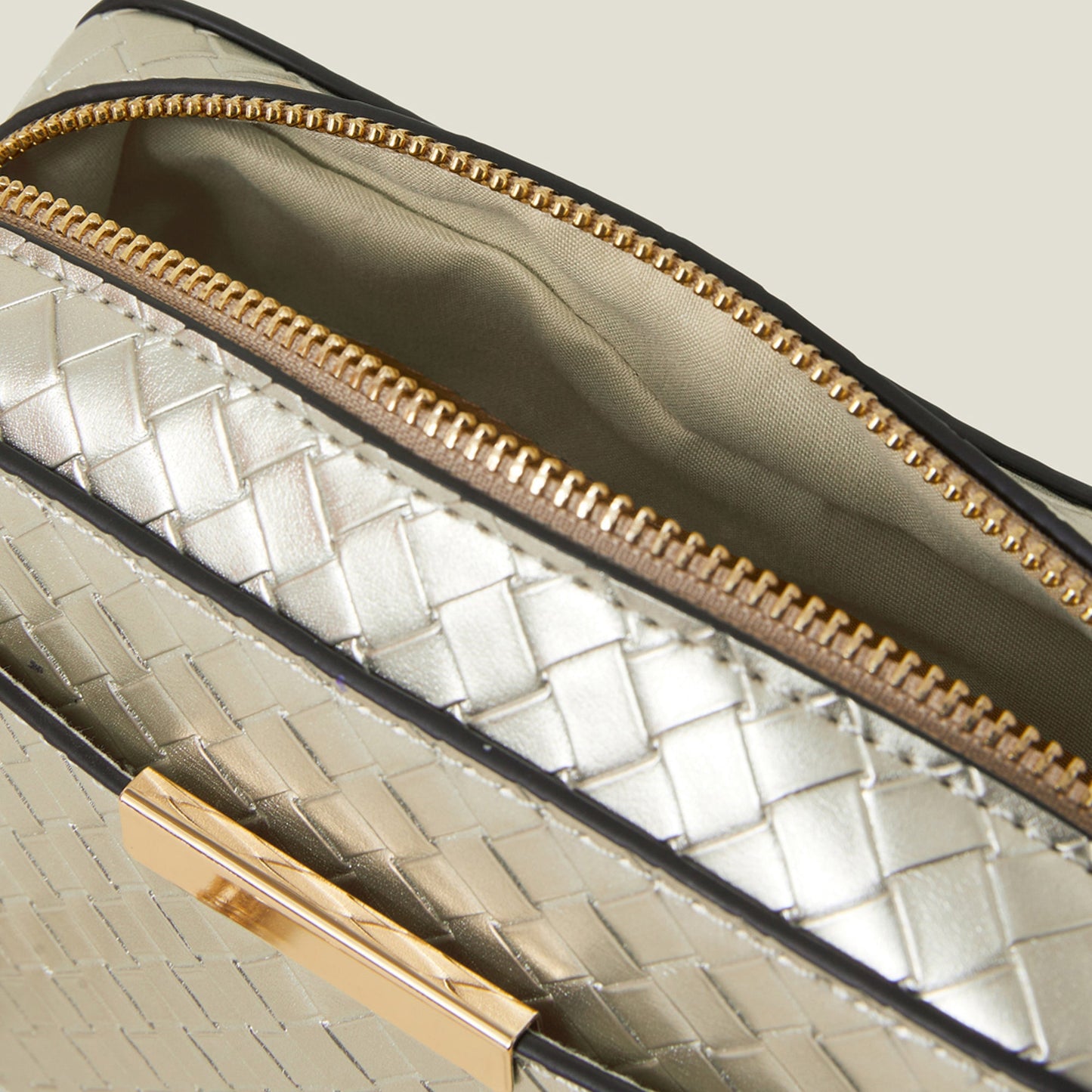 Gold Metallic Weave Sling Bag