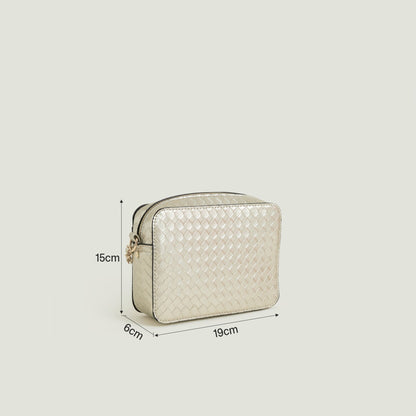 Gold Metallic Weave Sling Bag