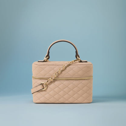 Pink Quilted Top Handle Sling Bag