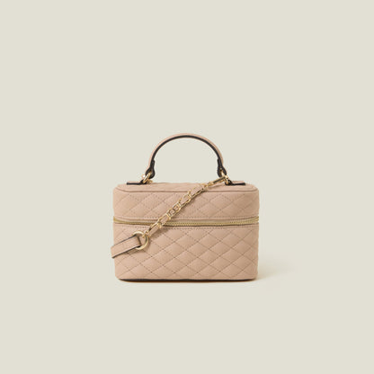 Pink Quilted Top Handle Sling Bag