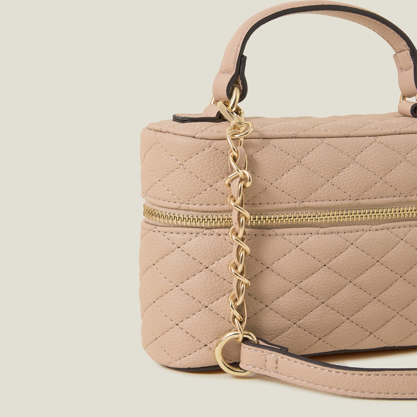 Pink Quilted Top Handle Sling Bag