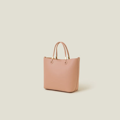 Pink Smooth Faux Leather Handbag