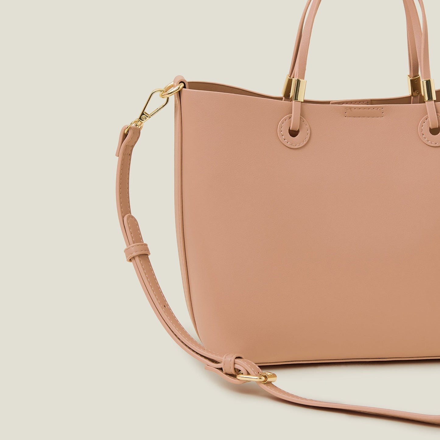 Pink Smooth Faux Leather Handbag