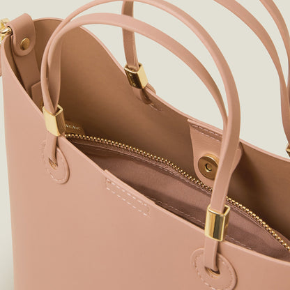Pink Smooth Faux Leather Handbag