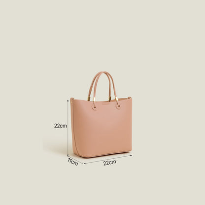 Pink Smooth Faux Leather Handbag