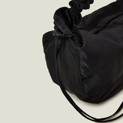 Black Ruched Strap Sling Bag