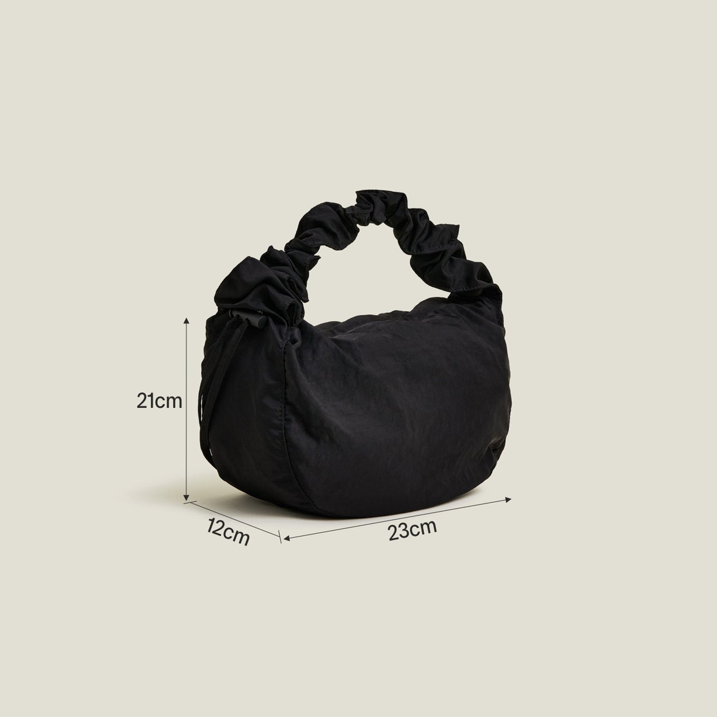 Black Ruched Strap Sling Bag