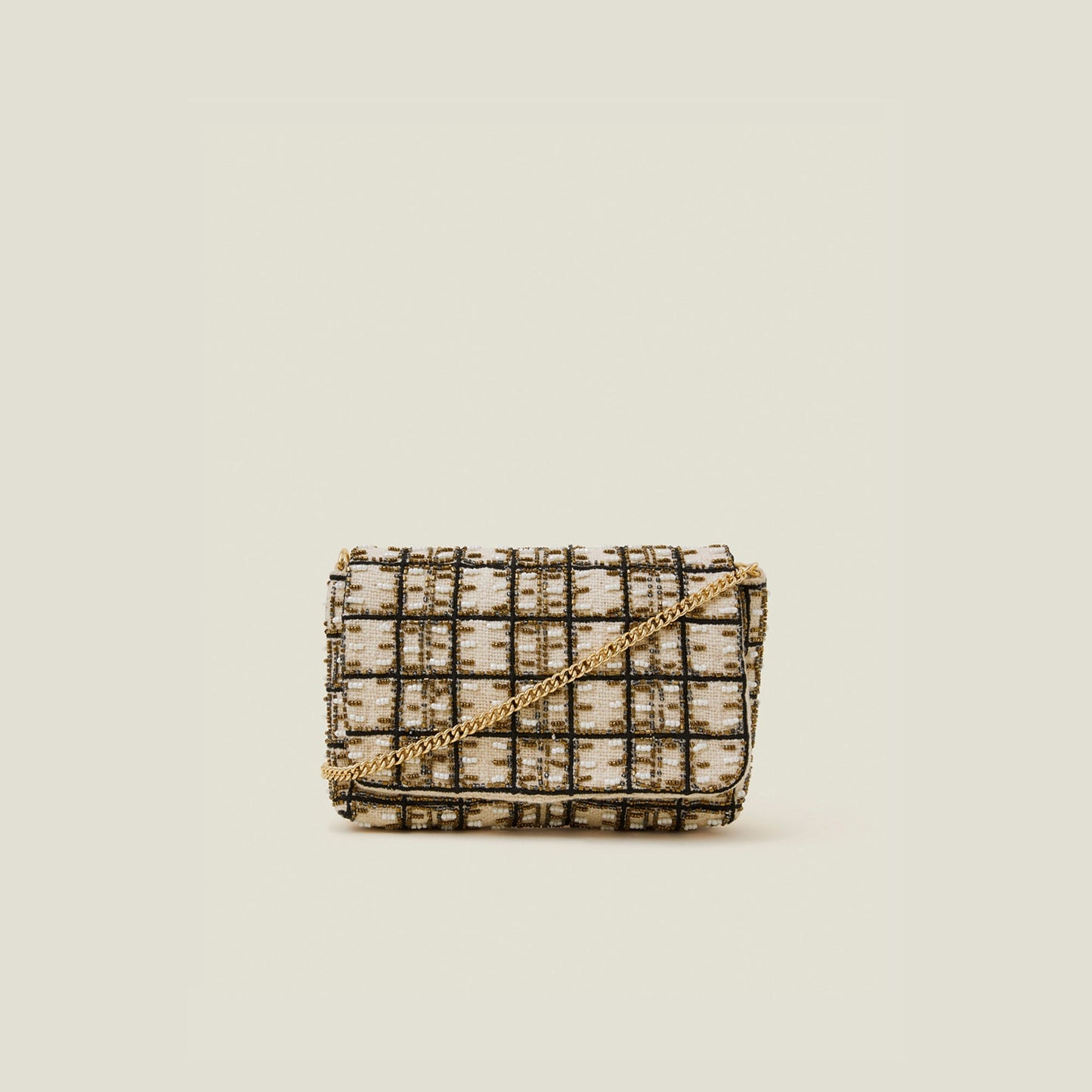 Cream Shimmer Clutch Bag