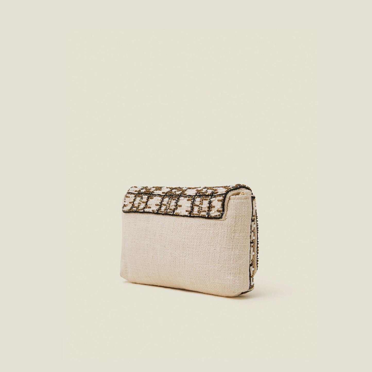 Cream Shimmer Clutch Bag