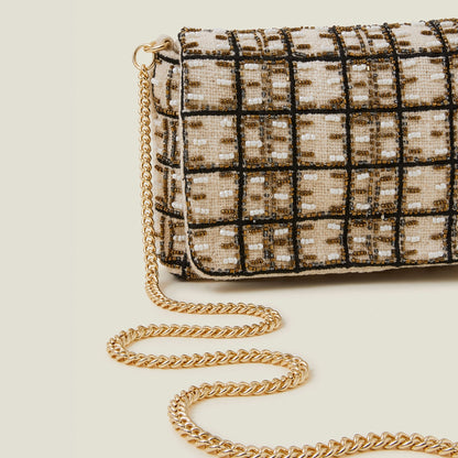 Cream Shimmer Clutch Bag