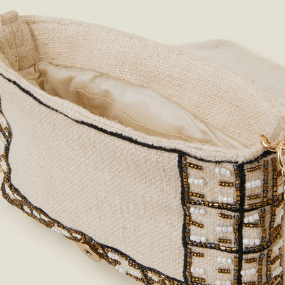 Cream Shimmer Clutch Bag