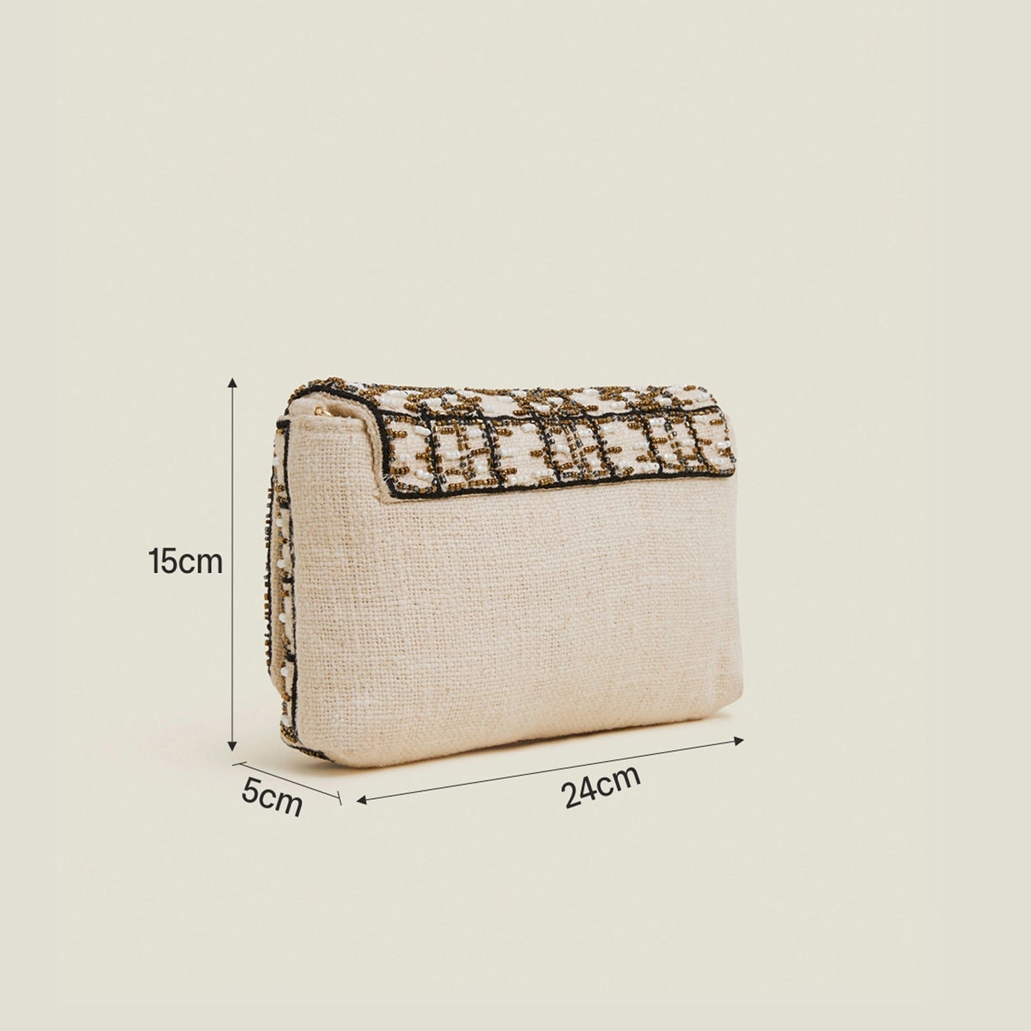 Cream Shimmer Clutch Bag