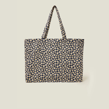 Blue Daisy Print Cotton Shopper Bag