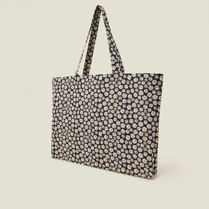 Blue Daisy Print Cotton Shopper Bag