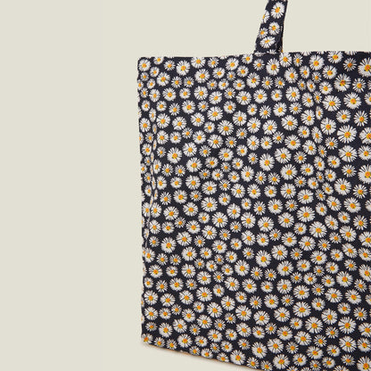 Blue Daisy Print Cotton Shopper Bag