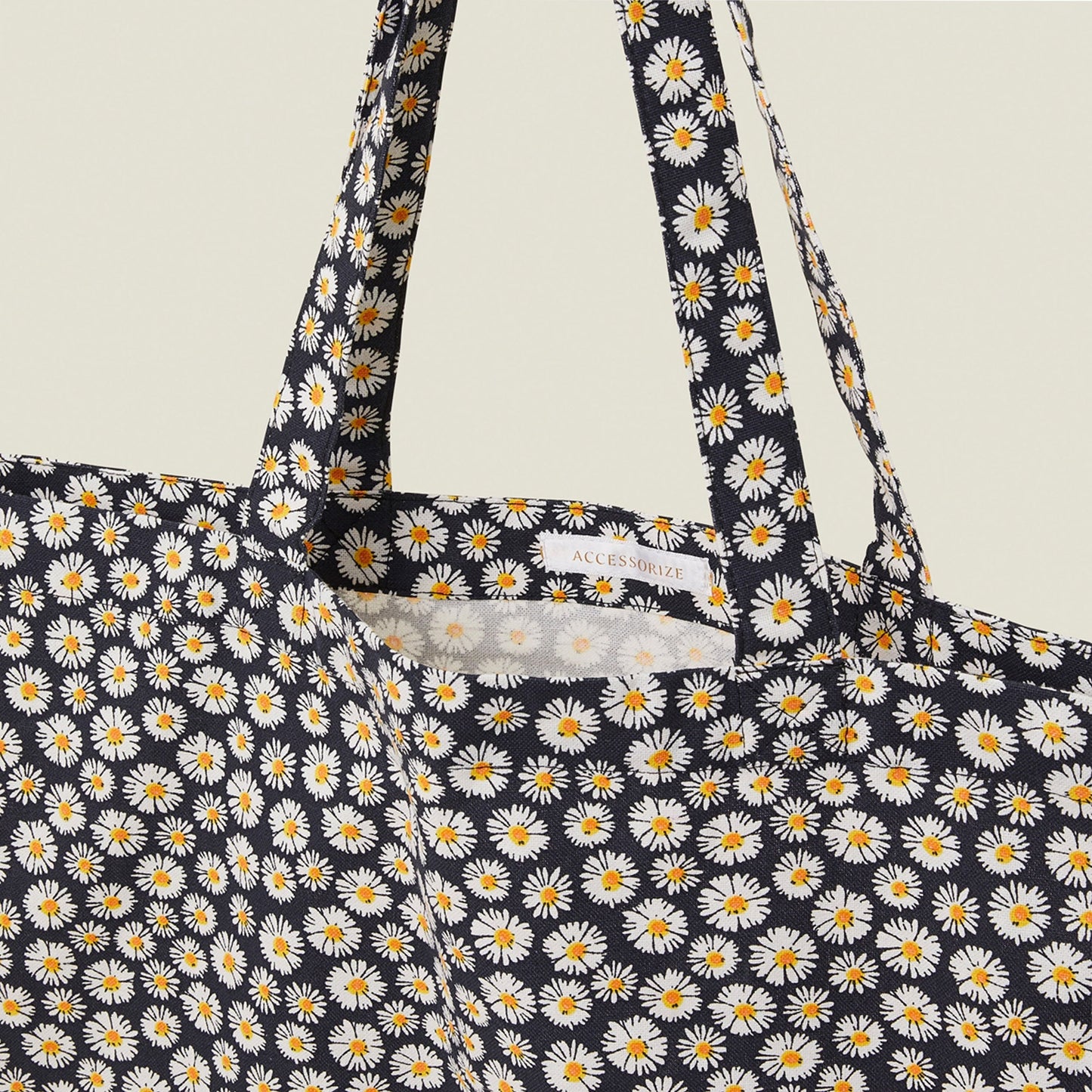 Blue Daisy Print Cotton Shopper Bag