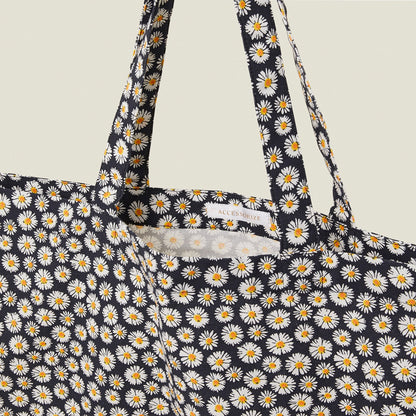 Blue Daisy Print Cotton Shopper Bag