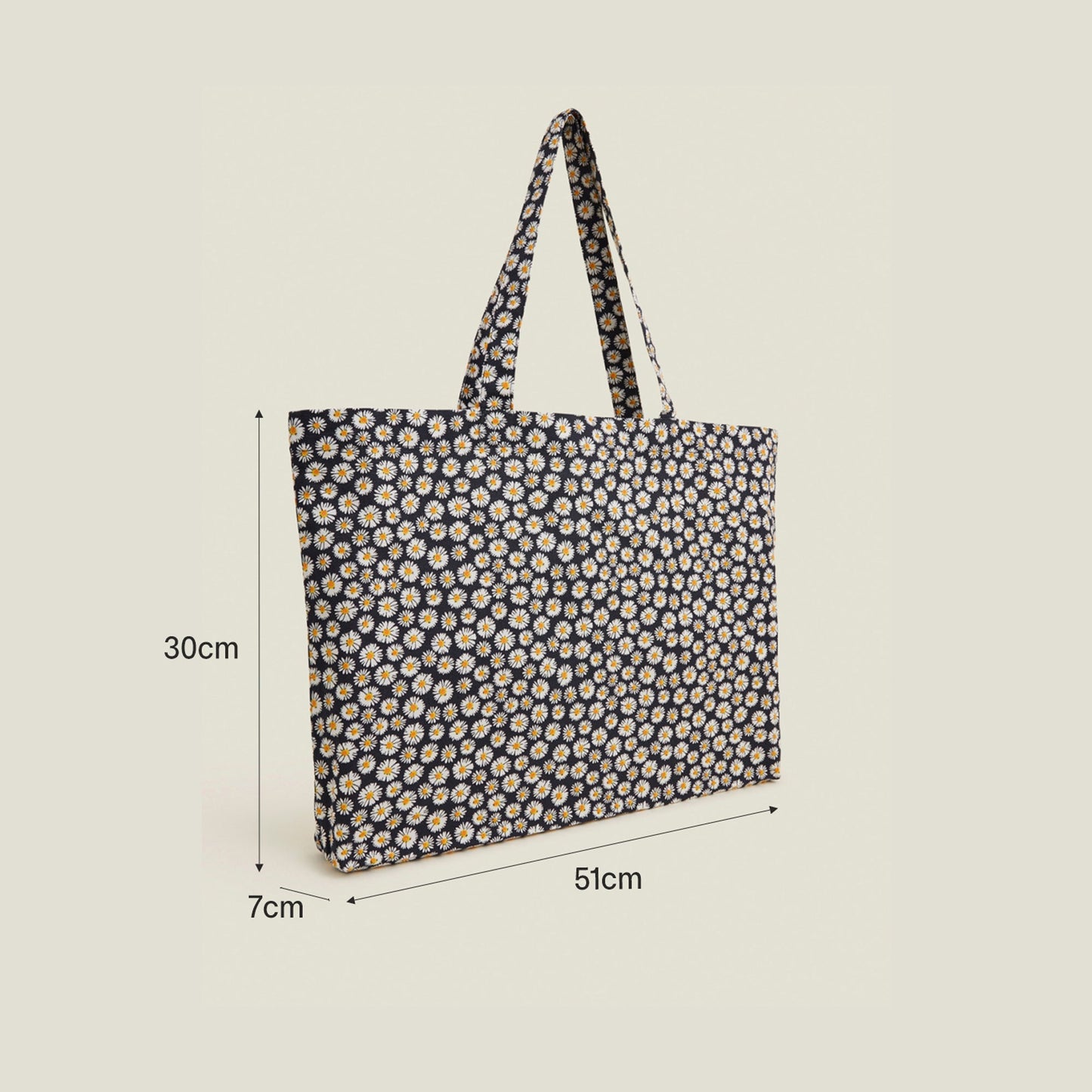 Blue Daisy Print Cotton Shopper Bag
