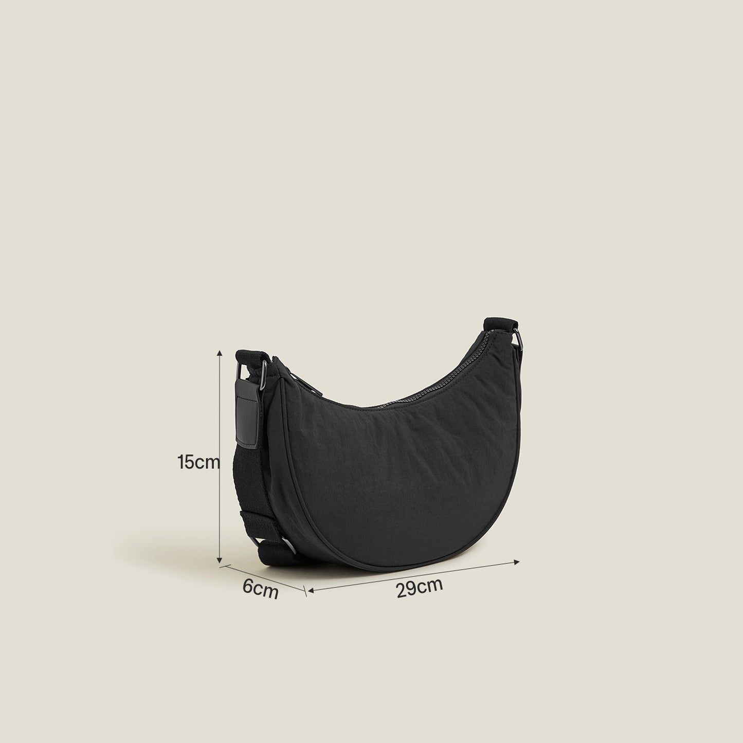 Nylon Cross-Body Sling Bag Black
