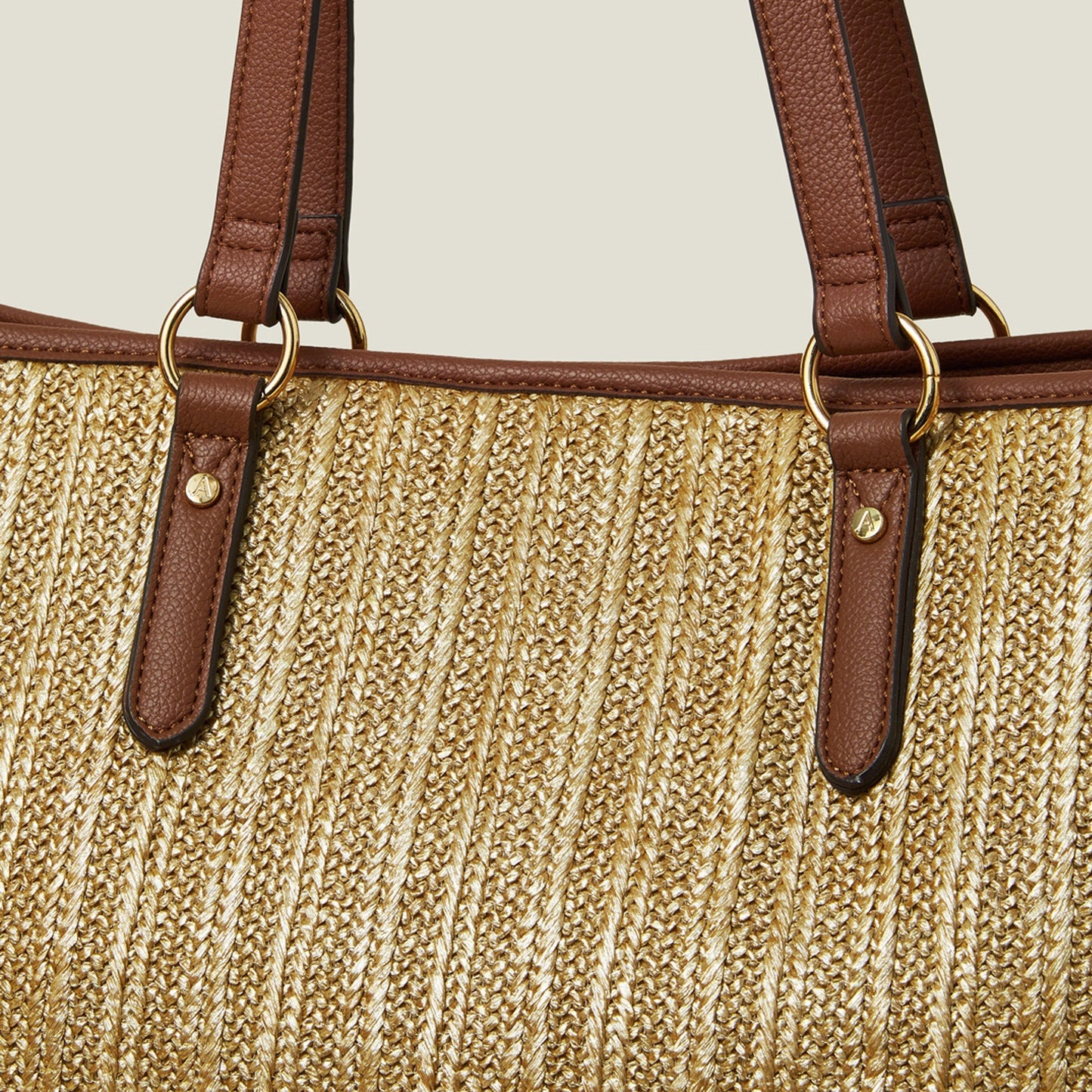 Gold Large Metallic Raffia Shopper Bag