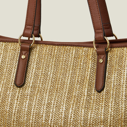 Gold Large Metallic Raffia Shopper Bag