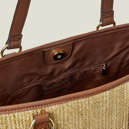 Gold Large Metallic Raffia Shopper Bag